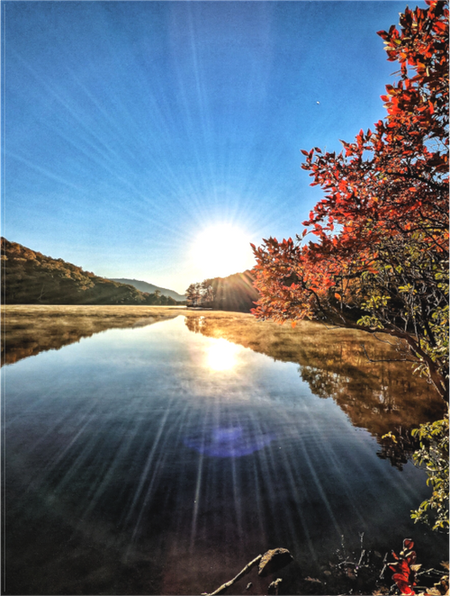 Main image Sun Flare over Turkey Hill Pond