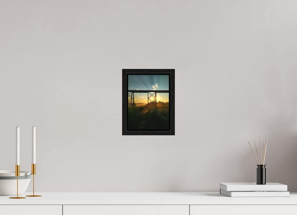 6 x 8″, Floater Frame Black - Matte Acrylic Sunrise through Moodna Viaduct